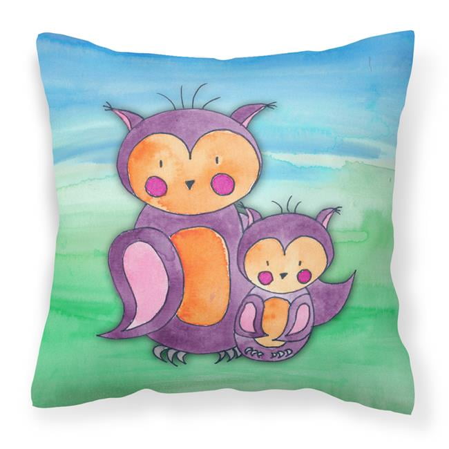 Momma & Baby Owl Watercolor Fabric Decorative Pillow