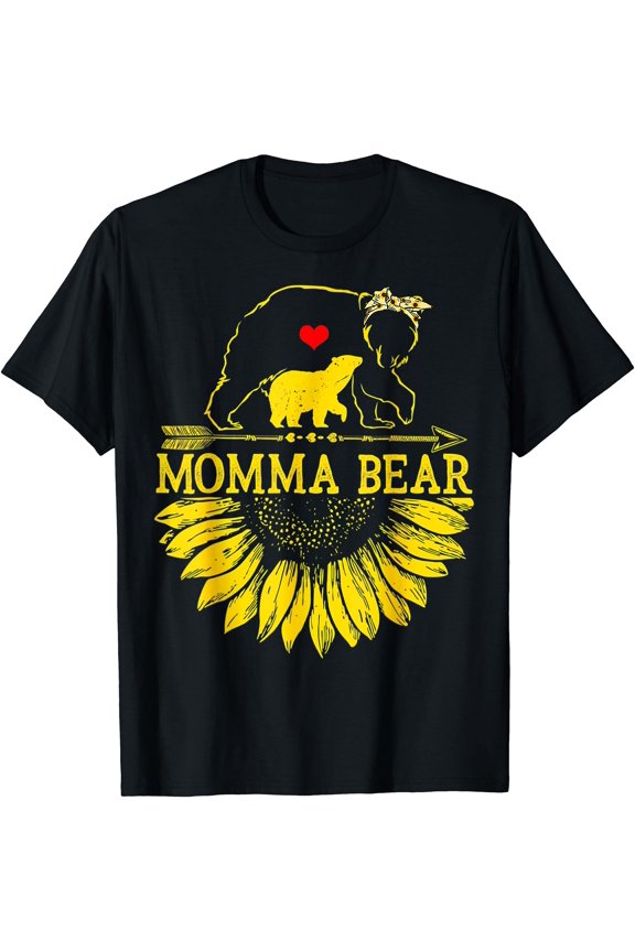 Momma Bear Mothers Day Sunflower Family T-Shirt