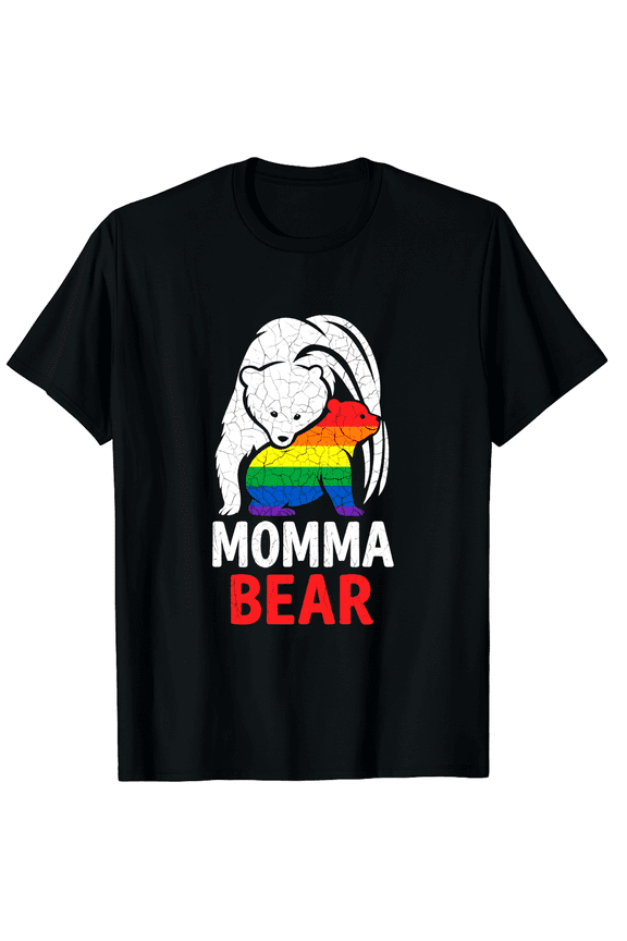Momma Bear Rainbow Stripes Pride LGBTQ Unisex T-Shirt