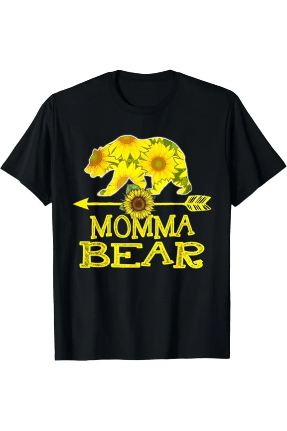 Momma Bear Sunflower Mother Father Gifts T-Shirt Unisex S-5XL Hot Trending Shirt, Vintage Birthday Gift
