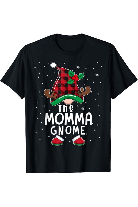 Momma Gnome Buffalo Christmas Family Graphic T-Shirt