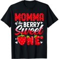 thumbnail image 1 of Momma Of The Berry Sweet One Strawberry 1st Birthday T-ShirtMen and women, Black T-shirt, size: Extra large, 1 of 4
