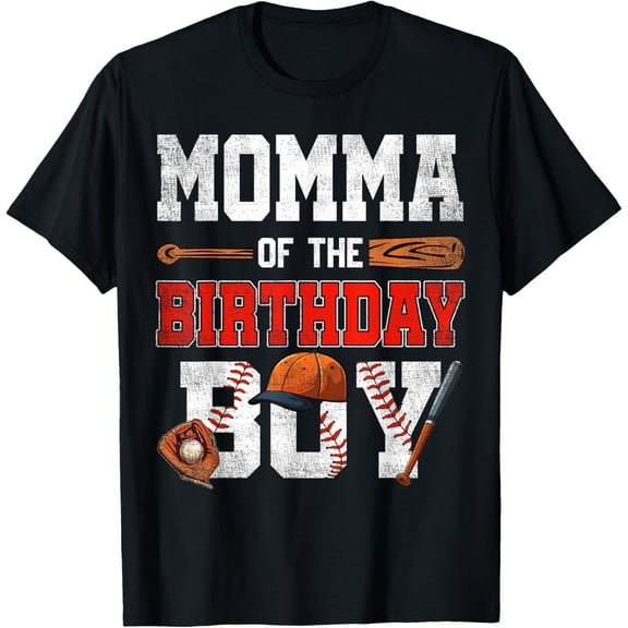 Momma Of The Birthday Boy Baseball Bday Family T-Shirt