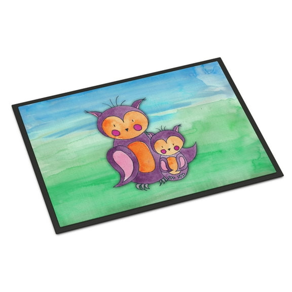 Momma and Baby Owl Watercolor Doormat 24x36