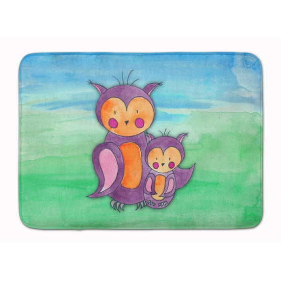 Momma and Baby Owl Watercolor Machine Washable Memory Foam Mat