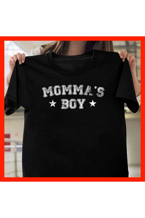 Momma's Boy T-Shirt, Cute Mother Son Matching Outfit, Gift for Mom T696, for men and women, Extended Sizes Up to 5XL