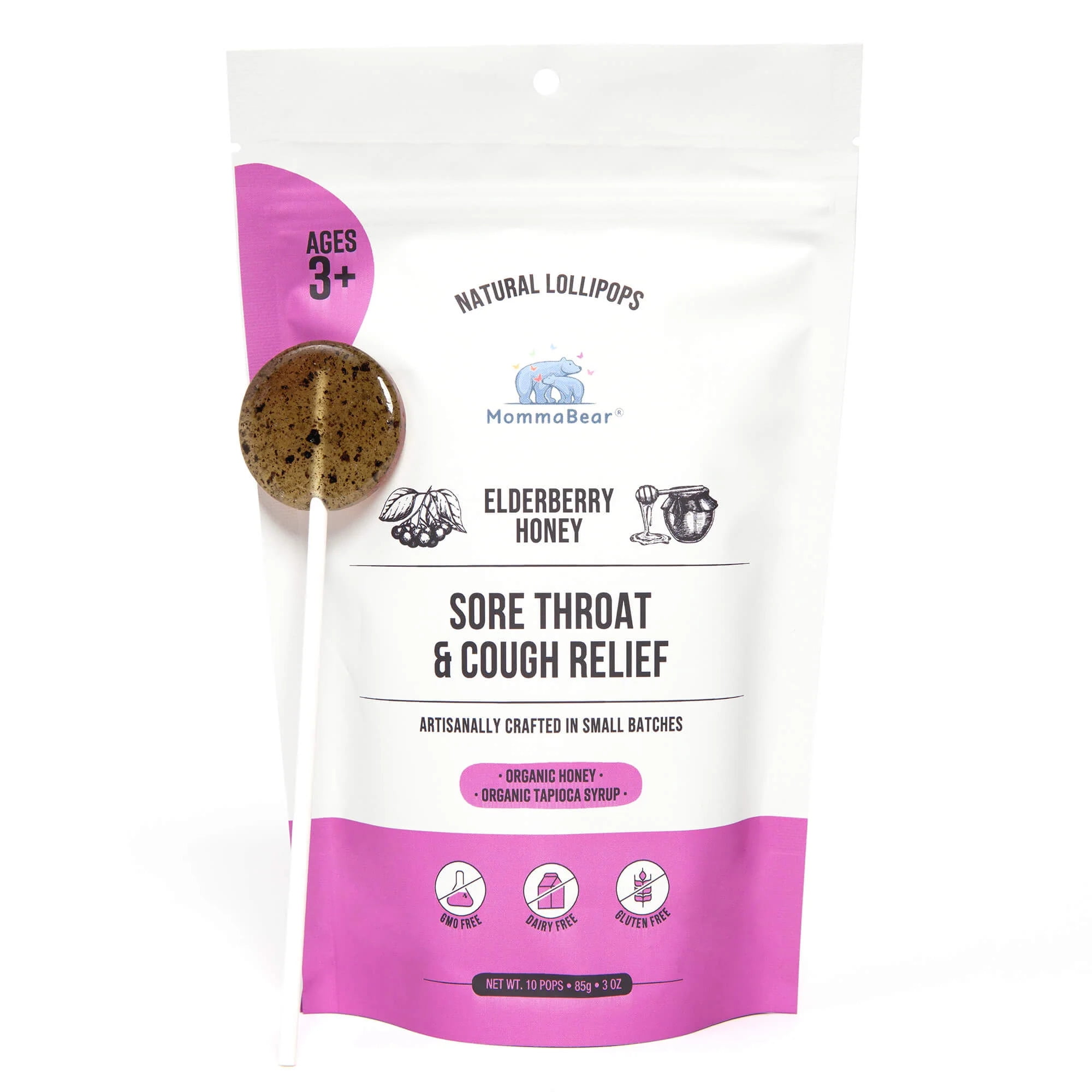MommaBear Organic Sore Throat & Cough Lollipops