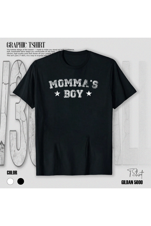 Mommas Boy Funny Youth Family Pride Cute Son Gift Quote Art Unisex T-Shirt V11413, up to size 5XL