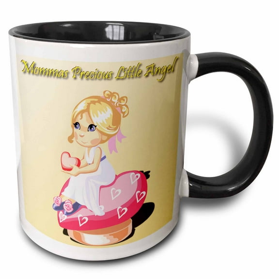 3drose, Mommas Precious Angel, 11oz Two-tone Black Mug