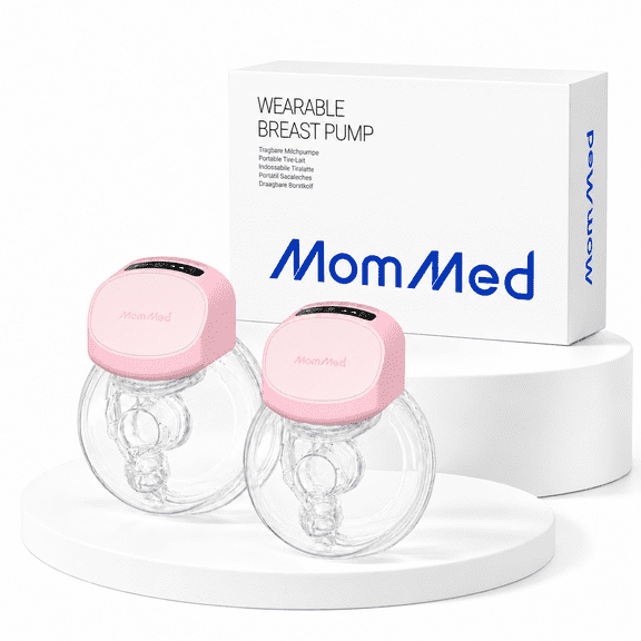 Mommed S10 Pro Wearable Electric Pump, Hands-Free Double Portable with 3 Modes & 9 Suction Levels, 6 oz Capacity, 17/19/21mm Flange Sizes, Pink