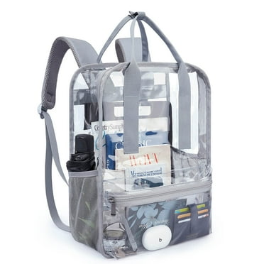 Mommore Clear Backpack Heavy Duty Transparent backpacks with Widened Handle See-Through Bookbags for School, Work, Work, Gray