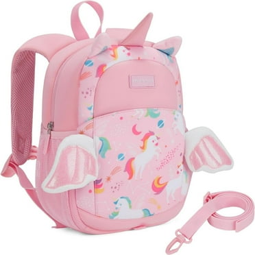 MOMMORE School Backpack with Leash, Cute 3D Cartoon Bookbag Daypack, Pink Unicorn