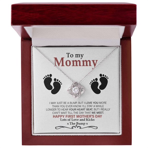 To my Mommy - From Bump - Pregnancy Gift for First Time Mom - Mother's Day Gift - Luxury Necklace - Love Knot Necklace - Message Card & Gift Box