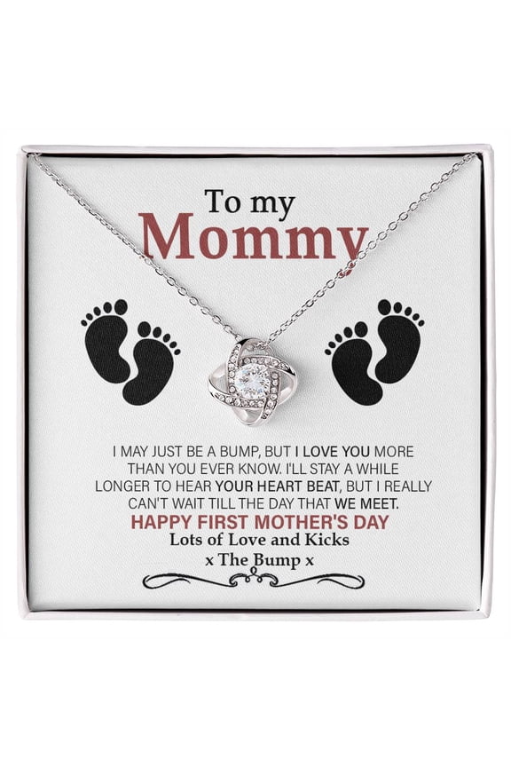 To my Mommy - From Bump - Pregnancy Gift for First Time Mom - Mother's Day Gift - Luxury Necklace - Love Knot Necklace - Message Card & Gift Box