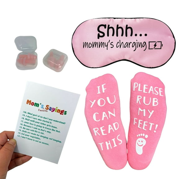Mommy Charging Sleeping Mask with If You Can Read This, Please Rub My feet Socks for New Mom, Pregnant Mom, Baby Shower and Gender Reveal Party, Funny Maternity Gifts for Pregnant Woman.