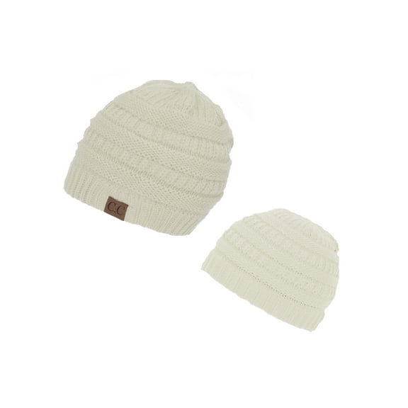 Mommy/Daughter Soft Beanie Combo - Ivory