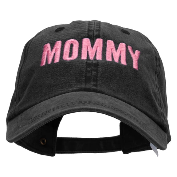 Mommy Embroidered Pigment Dyed Wash Caps - Black OSFM