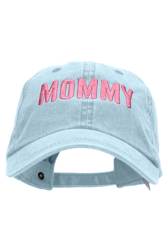 Mommy Embroidered Pigment Dyed Wash Caps - Lt Blue OSFM