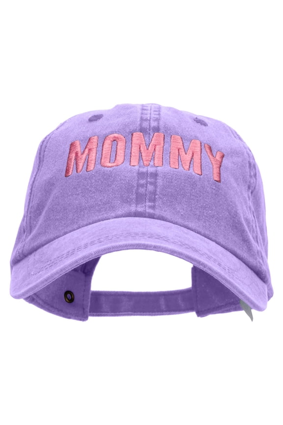 Mommy Embroidered Pigment Dyed Wash Caps - Purple OSFM