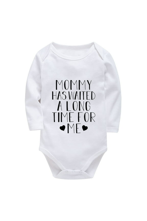 Mommy Has Waited A Long Time For Me Newborn Boy Hospital Outfit Long Sleeve Going Home Newborn Outfit Girl White 0-3 Month O