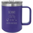 thumbnail image 1 of Mommy - I love you to the Moon and Back Stainless Steel Vacuum Insulated 15 Oz Engraved Travel Coffee Mug with Slider Lid, Purple, 1 of 1