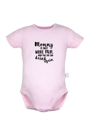 Mommy Is Way More Fun Now That She Can Drink Again Funny Rompers For Babies, Newborn Baby Unisex Bodysuits, Infant Jumpsuits, Toddler 0-24 Months Kids One-Piece Oufits (Pink, 6-12 Months)