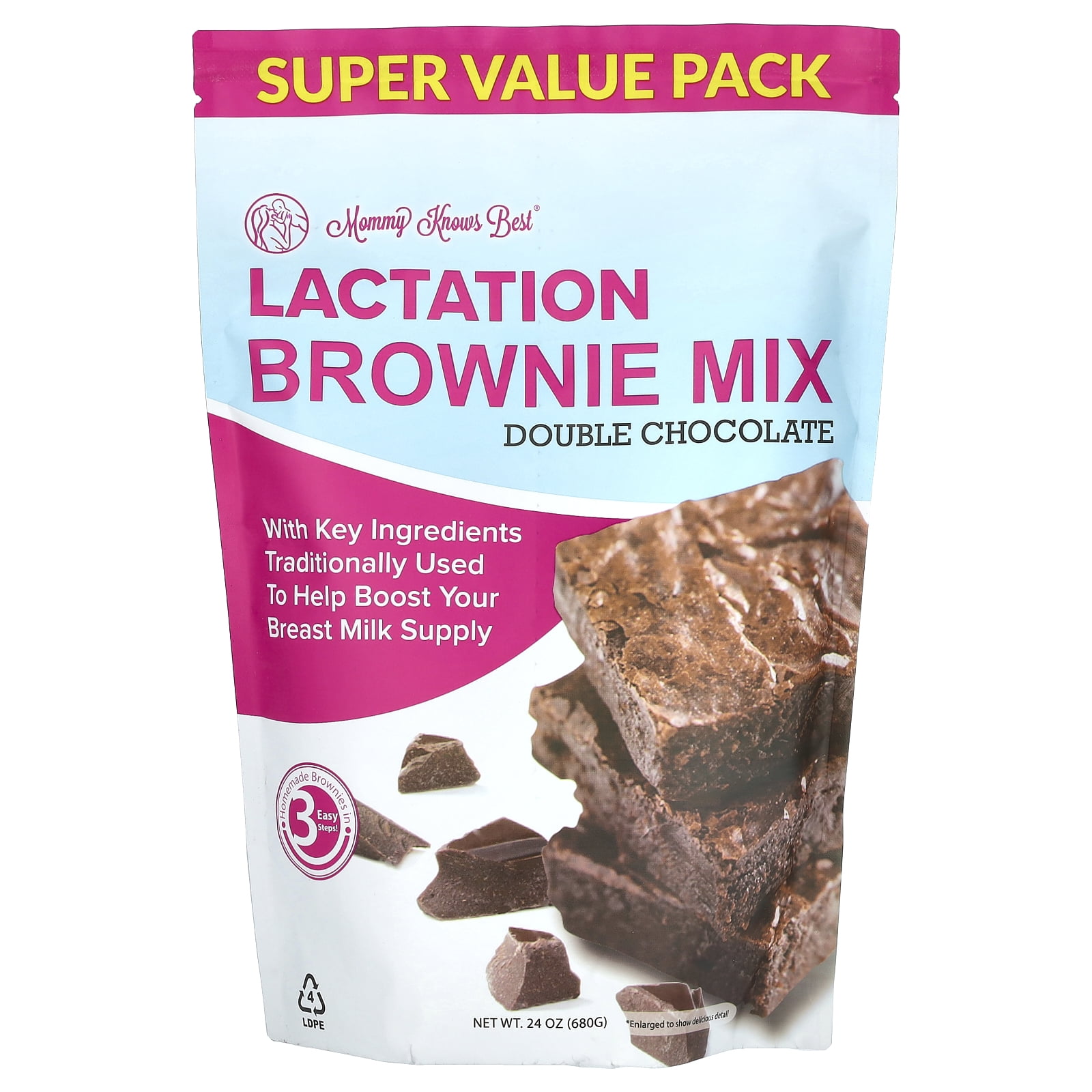 Mommy Knows Best Lactation Brownie Mix, Double Chocolate, 24 oz (680 g)