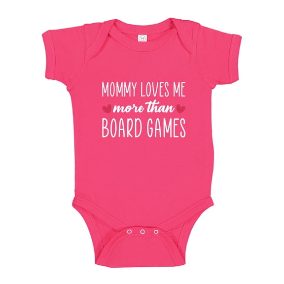 Mommy Loves Me More Than Board Games Baby Bodysuit One Piece NB Cyber Pink