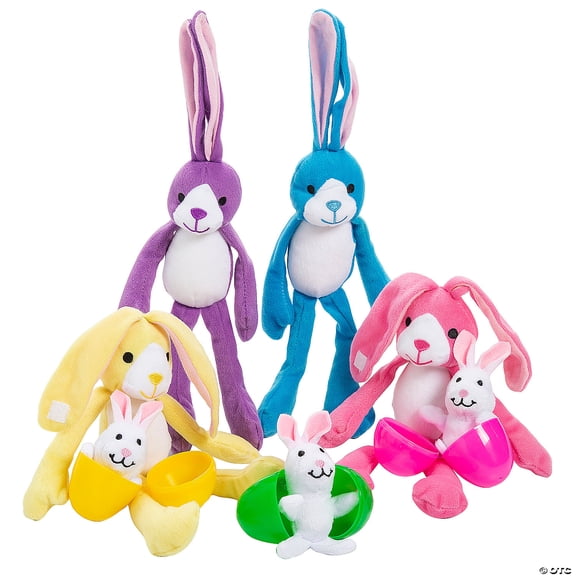 Mommy & Me Stuffed Bright Bunny Characters Assortment for 12 - 24 Pieces
