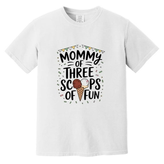 Mommy Mom Ice Cream Third Birthday Three Scoops Of Fun Party Sweet Treat Comfort Color T-Shirt, Unisex, up to size 4XL