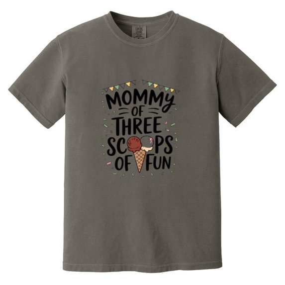 Mommy Mom Ice Cream Third Birthday Three Scoops Of Fun Party Sweet Treat Comfort Color T-Shirt, Unisex, up to size 4XL