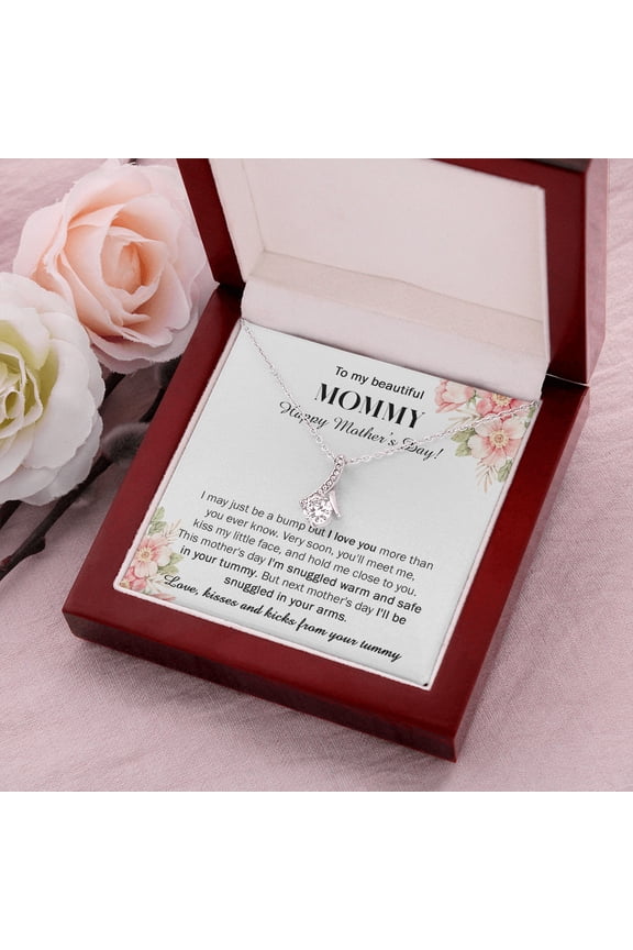 To My Mommy Mother'S Day Sentimental For Pregnant Mom Necklace, A Meaningful Necklace Perfect For Anniversaries, Birthdays, Valentine V8252, White Alluring Necklace