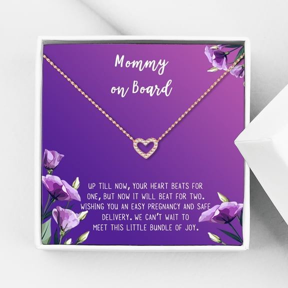 Mommy to Be Mother's Day Gift, Jewelry for Sister, New Mom Mother's Day Gift, Gift for Her, Necklace and Card Gift for Mom, Mommy to be Necklace and Card [Rose Gold Heart,Purple Gradient]
