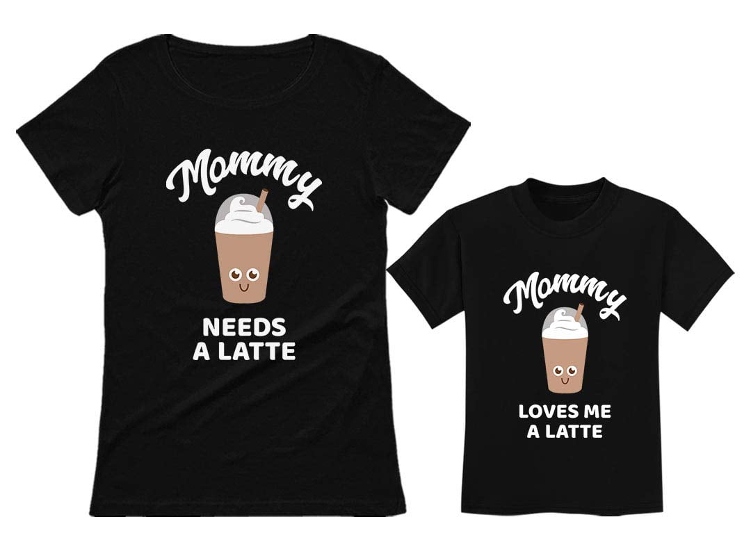 Mommy Needs a Coffee Matching Outfits for Mother Daughter Son Mom and Me Shirts Women's Black XX-Large / Toddler Black 5/6