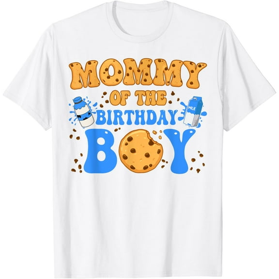 Mommy Of The Birthday Boy Milk and Cookies Lover T-Shirt