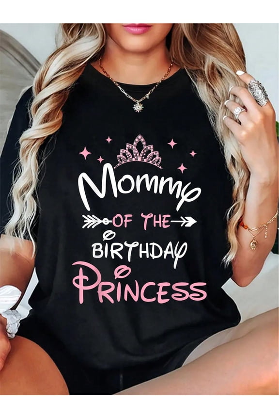 Mommy Of The Birthday Princess Girl Family Mom T-Shirt Cotton Shirt