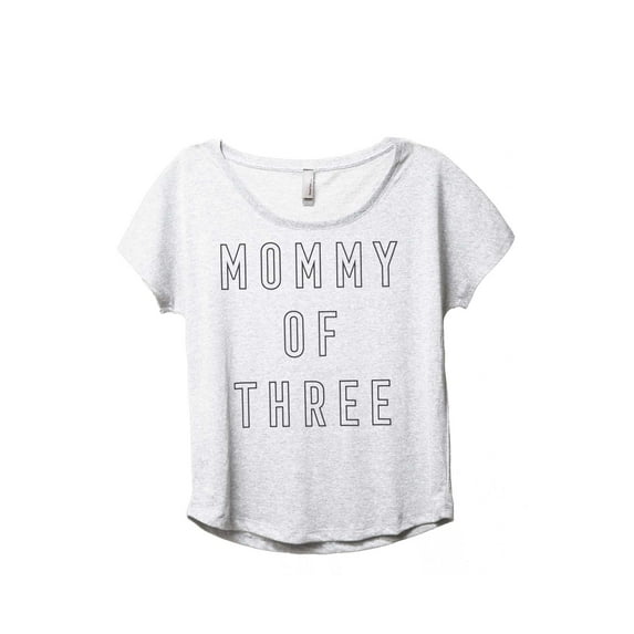 Mommy Of Three Women's Fashion Slouchy Dolman T-Shirt Tee Heather White Large