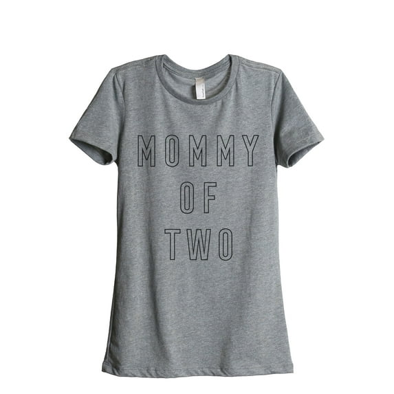 Mommy Of Two Women's Fashion Relaxed T-Shirt Tee Heather Grey Small
