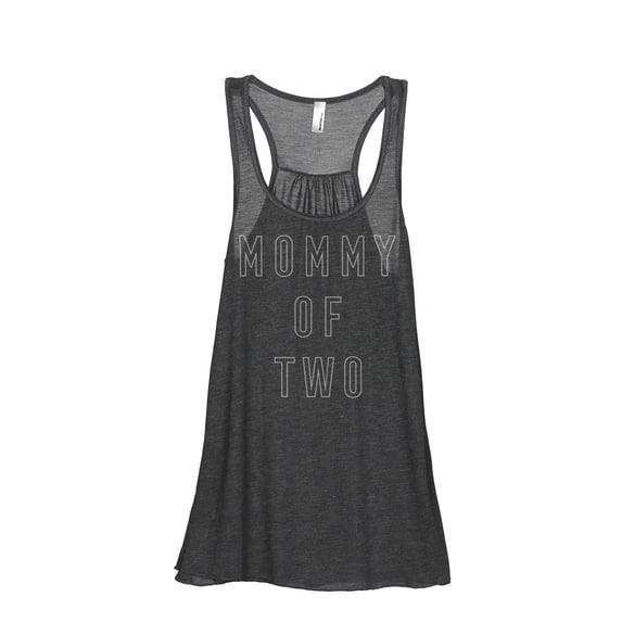 Mommy Of Two Women's Fashion Sleeveless Flowy Racerback Tank Top Charcoal Grey X-Large