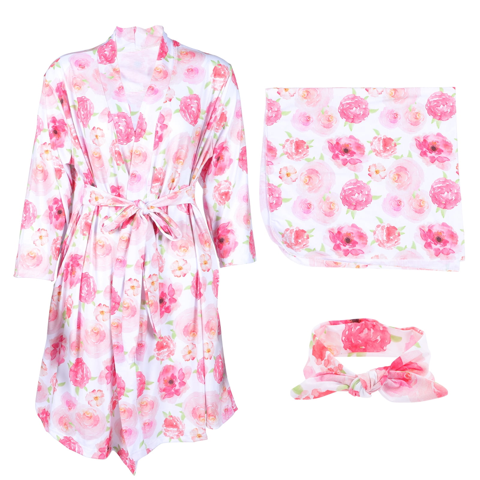 Mommy Robe and Baby Matching Outfits Hospital Infant Headbands for Girl