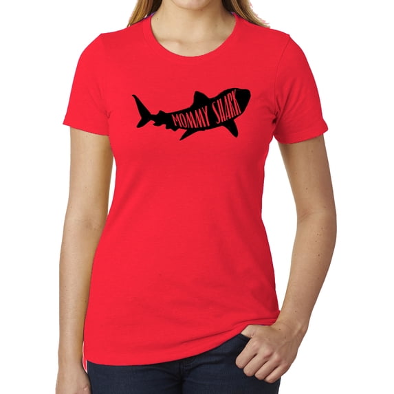 Mommy Shark, Woman's Graphic T-shirts, Cute Mom Shirts - Heather Red MH200WMOM S25 L