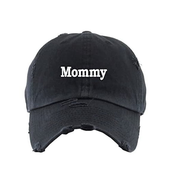 Mommy Vintage Baseball Cap Embroidered Cotton Adjustable Distressed Dad Hat Brush Black