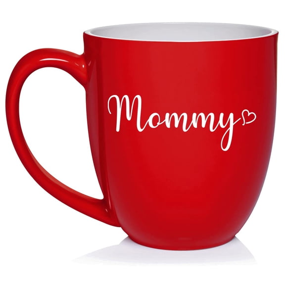 Mommy With Heart Ceramic Coffee Mug Tea Cup Gift (16oz Red)