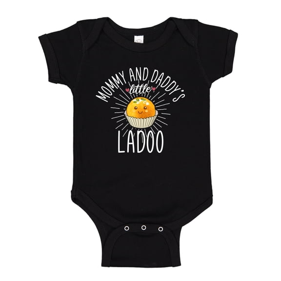 Mommy and Daddy's Little Ladoo Baby Bodysuit One Piece NB Black