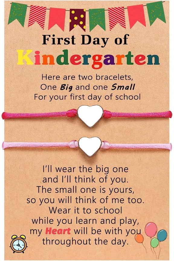 Mommy and Me Bracelet Matching Heart Wish Bracelet Set for 2 First Day of School Gifts for Boys Girls