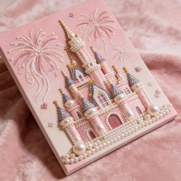 Mommy and Me Craft Kit, DIY Pearl Castle Painting, Easy Family Activity for Kids & Adults, Screen-Free Weekend Project