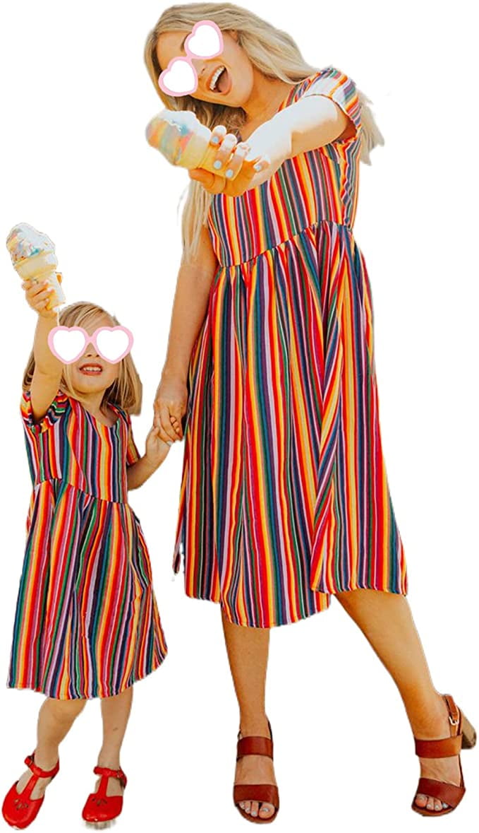 Mother daughter rainbow dress discount