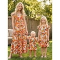 thumbnail image 1 of Mommy and Me Dresses Grapefruit Print Ruffle Sleeve V-Neck Family Matching Dress Outfits, 1 of 10