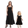 thumbnail image 1 of Mommy and Me Dresses Matching Outfits Solid Tie-Up Spaghetti Strap Long Dress for Photos, 1 of 7