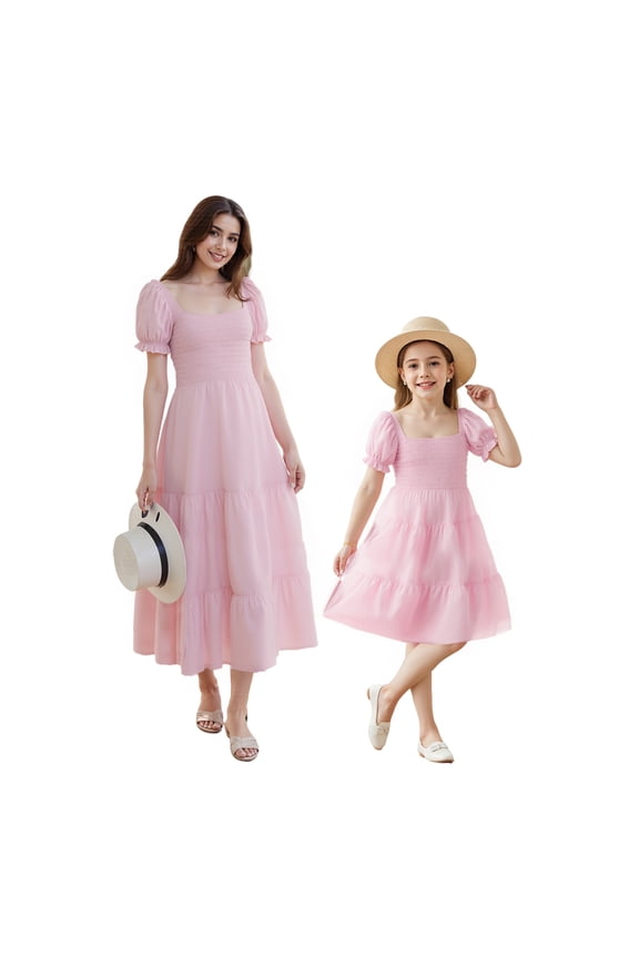 Mommy and Me Family Matching Dress Smocked Summer Long Dress Great for Photos,Vacation Mother's Day